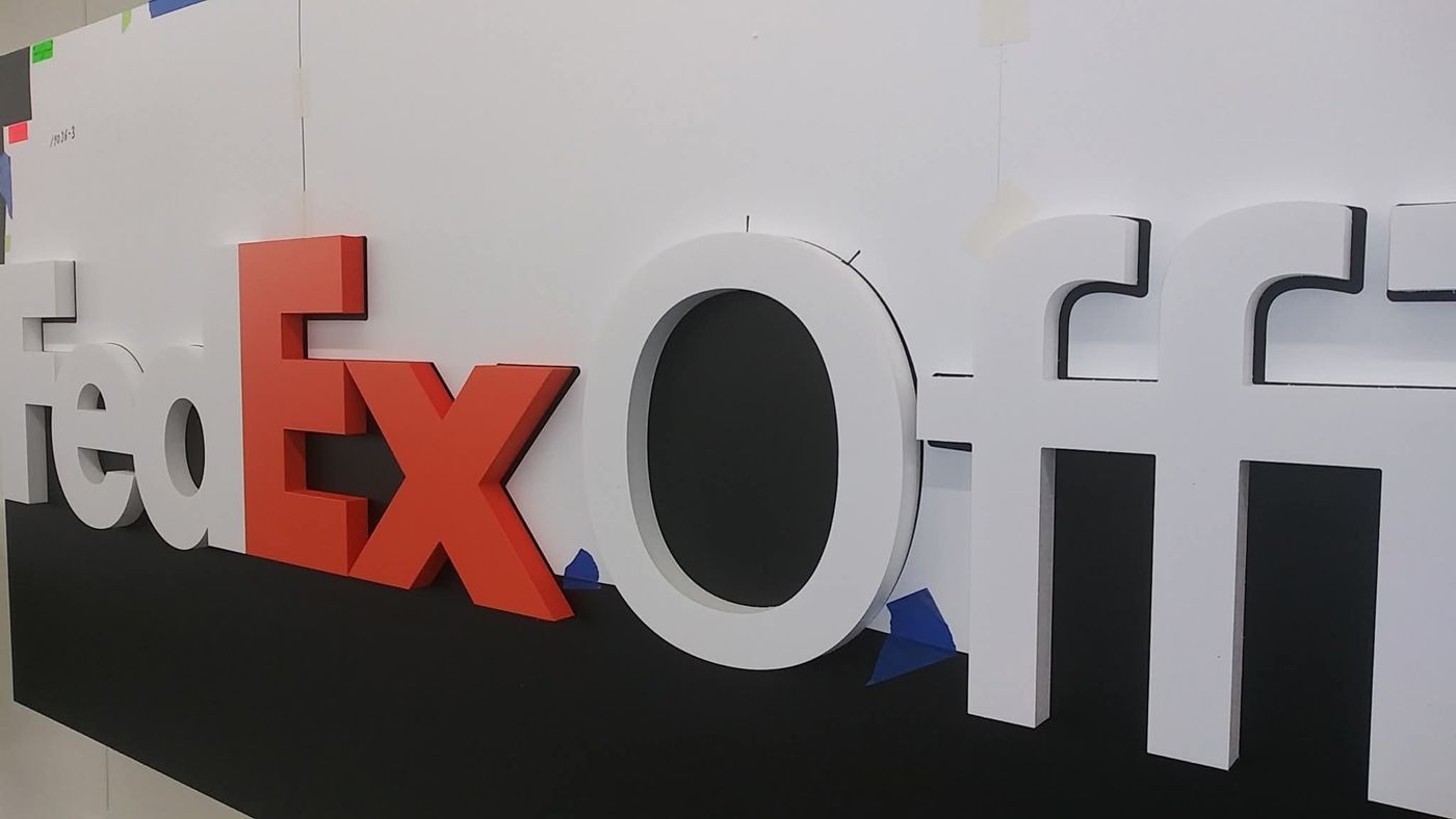 FedEx Office dimensional letter sign fabricated in Atlanta by EyeCreate Designs