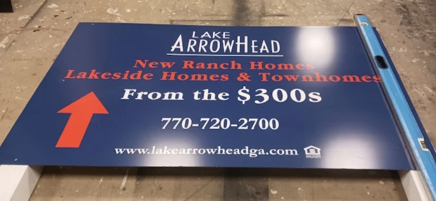 Lake Arrowhead new homes directional site sign printed on aluminum composite panel
